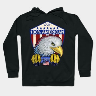 1776 red white blue eagle with flag 100% American Proud Hoodie